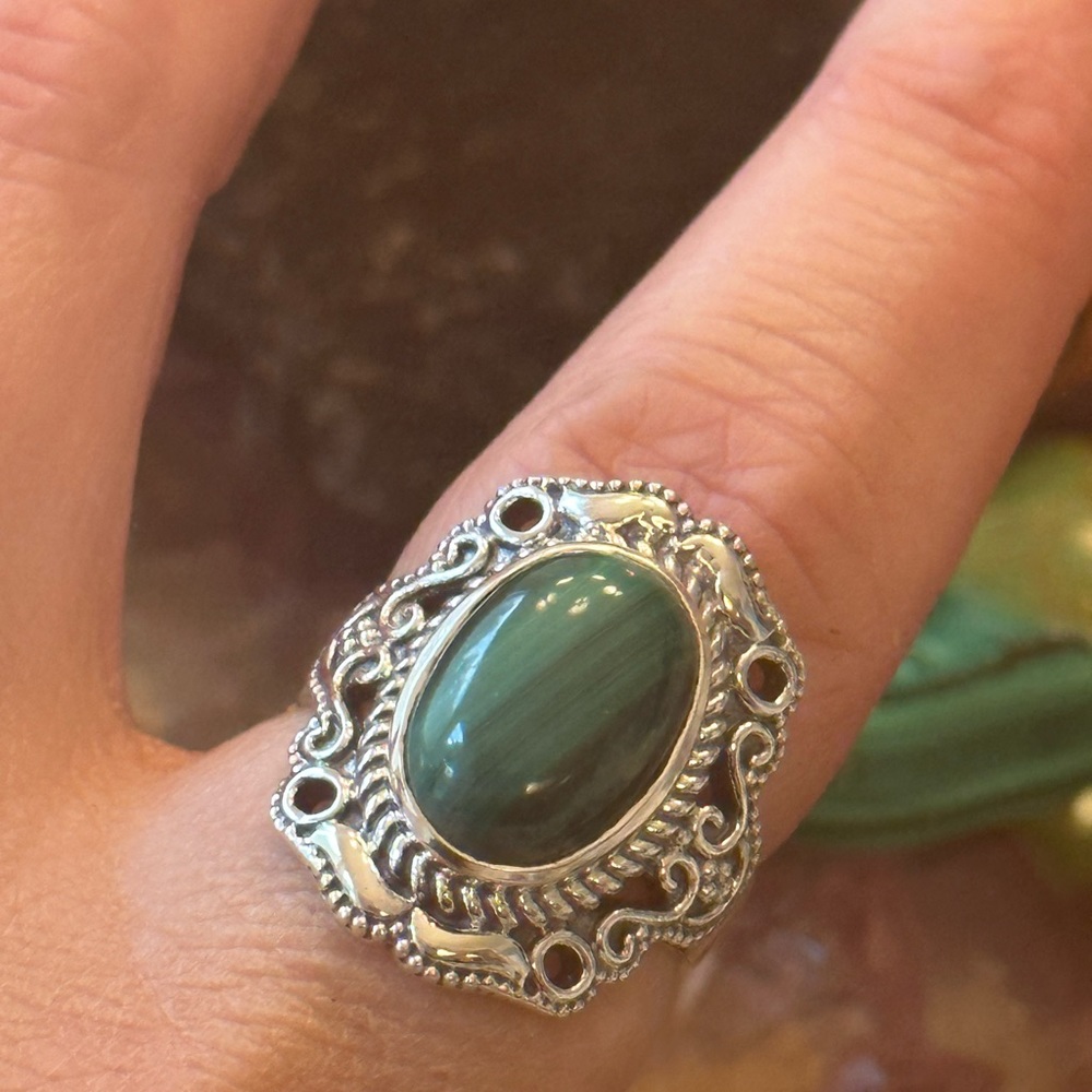 Malachite 925 Solid Sterling Silver Ring - image 6